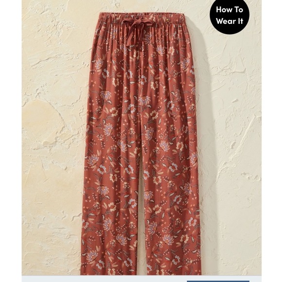 Coldwater Creek Pants - Coldwater Creek Women Plus 1X Terra Haven Pant Cinnamon Floral Pull On Wide Leg